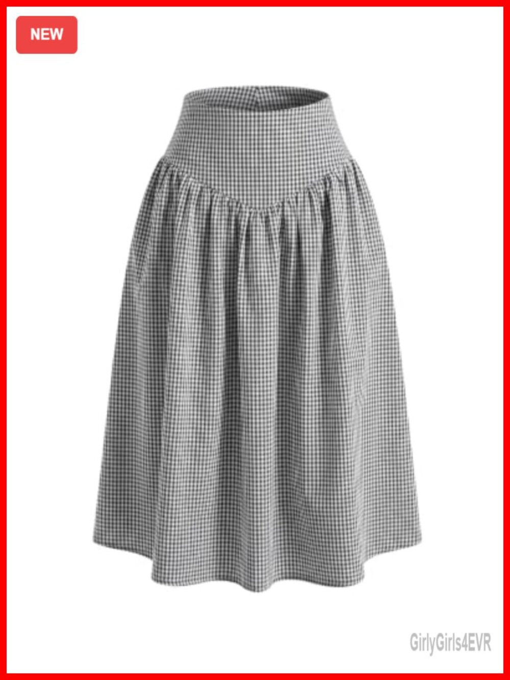Women's Gingham Midi Skirt High Waisted A-Line Plaid Summer Vacation Outfit